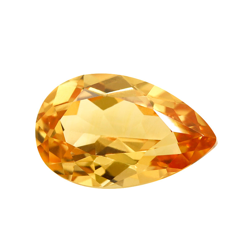 Flame Melted Lab Grown Yellow Sapphire  Pear Shape