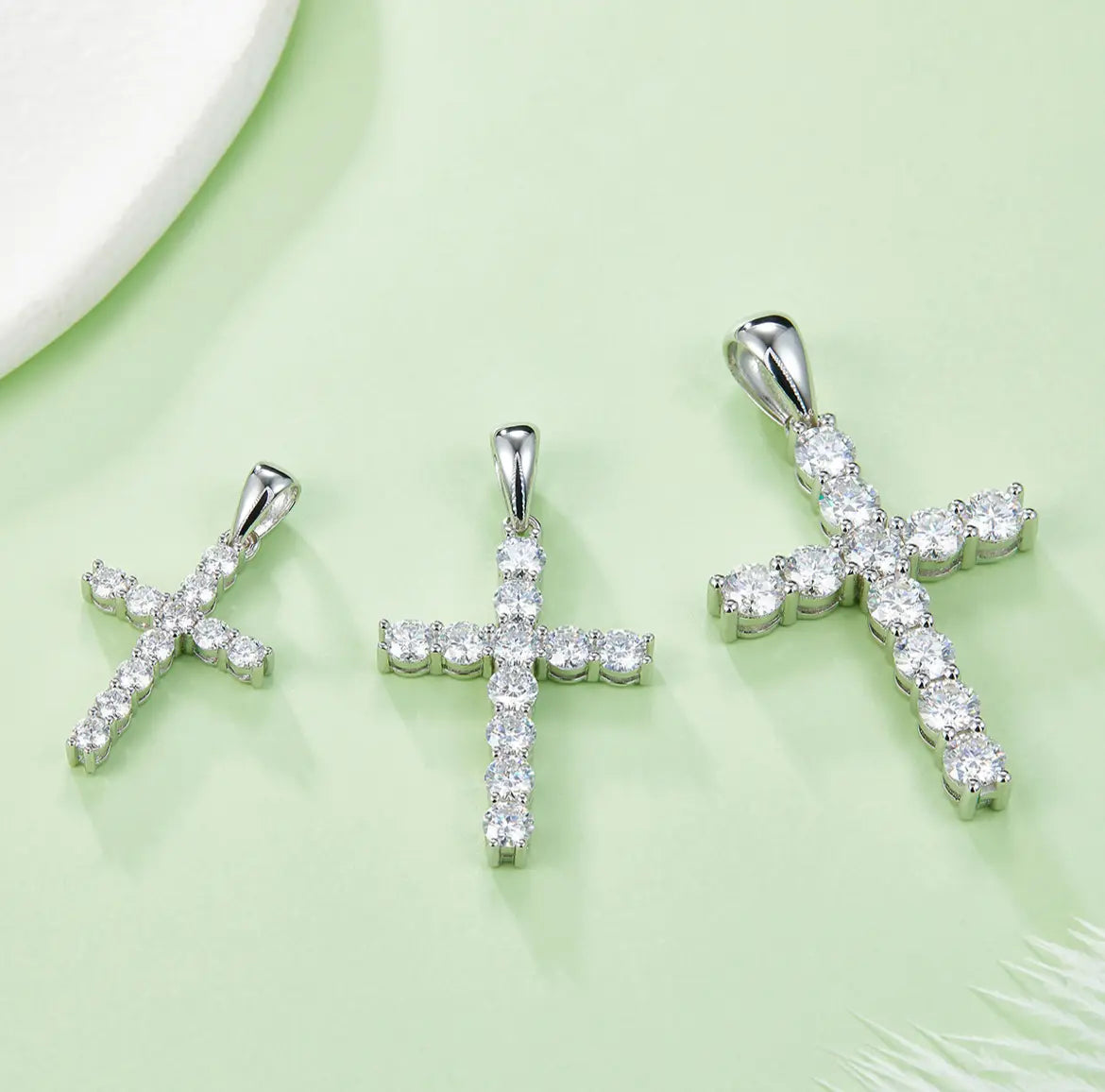 Classic Cross Necklace - S925 Silver Pendant with Moissanite Diamond