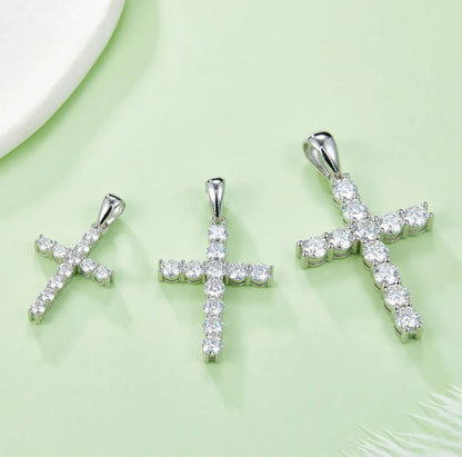 Classic Cross Necklace - S925 Silver Pendant with Moissanite Diamond