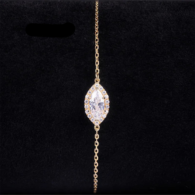 Halo Moissanite Stack Bracelet| 18K Gold Plated S925 Silver