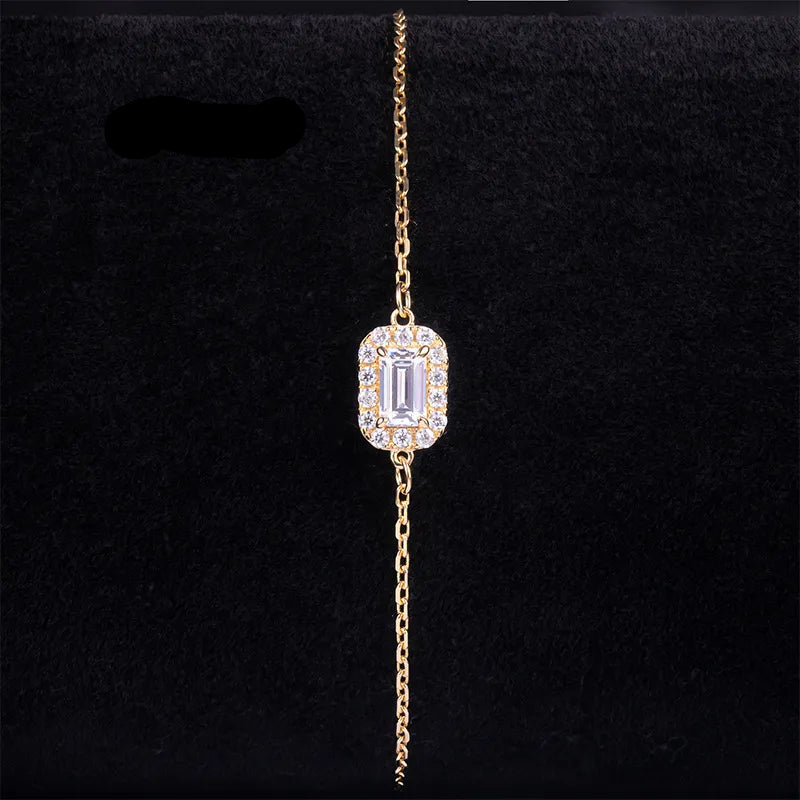 Halo Moissanite Stack Bracelet| 18K Gold Plated S925 Silver