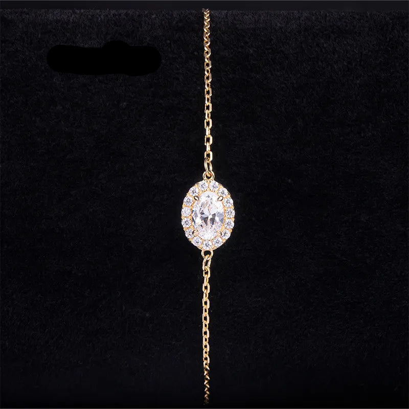 Halo Moissanite Stack Bracelet| 18K Gold Plated S925 Silver