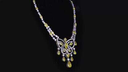 S925 Silver 10ct Yellow Imitation Diamond Water Droplet Luxury Large Chain Set A