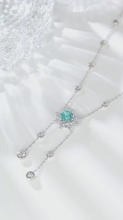 S925 Silver 5.02ct Lab Grown Paraiba Necklace A
