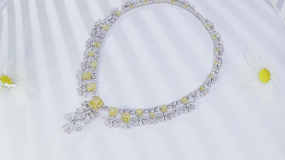 S925 Silver 94.57ct Imitation Diamond Redion Luxury Large Chain Set A