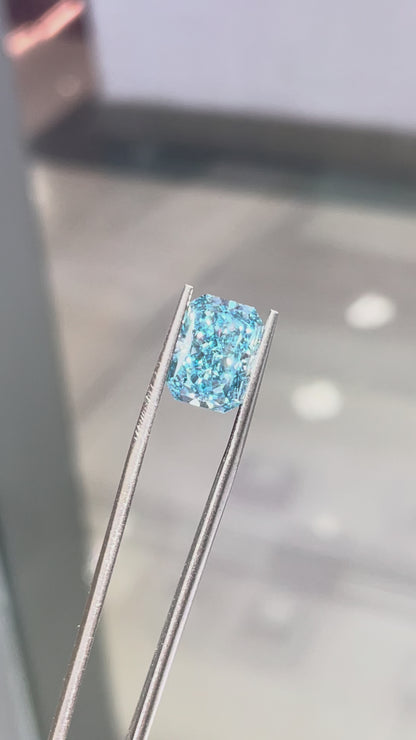 HPHT Lab Grown Blue Color Diamonds Radiant Cut 0.5ct~5.0ct VVS/VS With IGI Certificate