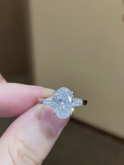 PT950 Platinum 2.16ct Oval Shaped Lab Grown White Diamond Ring A PR1814