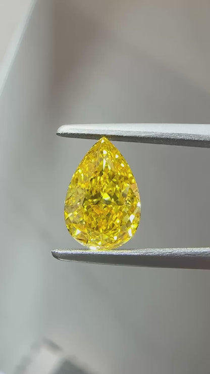 HPHT Lab Grown Yellow Color Diamonds Briolette Shape 0.5ct~5.0ct VVS/VS With IGI Certificate