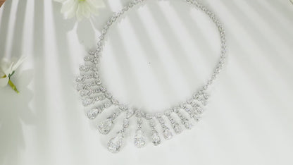 S925 Silver 26.995ct Imitation White Diamond Necklace A PPSWN581Y