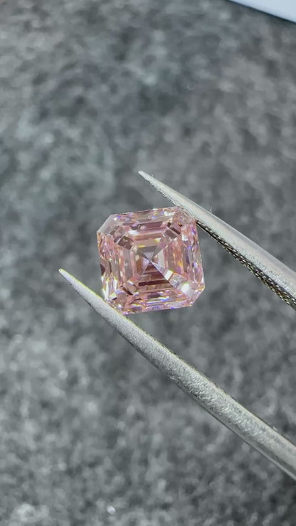 CVD Lab Grown Pink Color Diamonds ASSCHER Cut 0.5ct~5.0ct VVS/VS With IGI Certificate