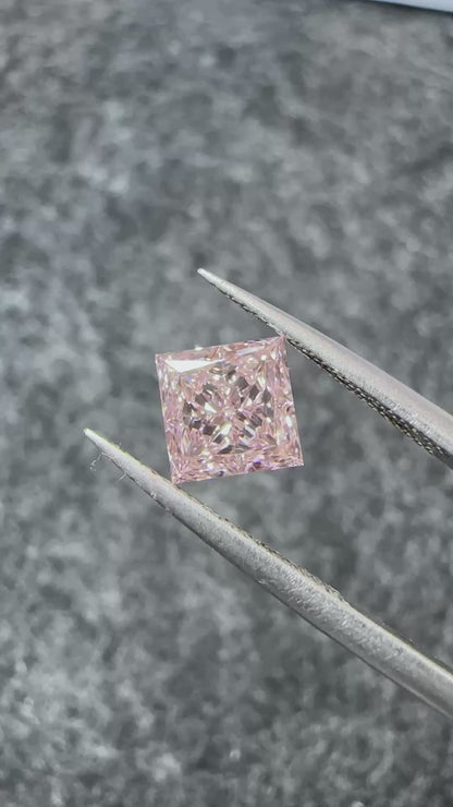 CVD Lab Grown Pink Color Diamonds Princess Cut 0.5ct~5.0ct VVS/VS With IGI Certificate