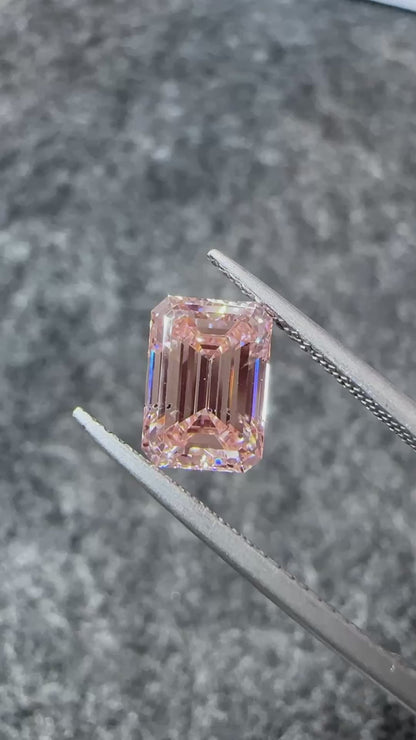 CVD Lab Grown Pink Color Diamonds Emerald Cut 0.5ct~5.0ct With IGI Certificate