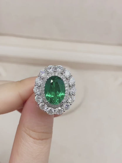 PT950 4.29ct Lad Grown Emerald Rings