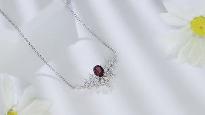 S925 Silver 2.3ct Natural Garnet Necklace A JN021Y
