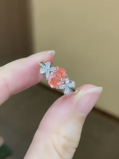 PT950 1.05ct Lab Grown Pink Colors Diamond Ring