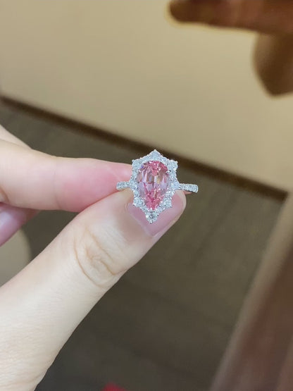 PT950 Platinum 2.9ct Waterdrop Shaped Lab Grown Diamond Morgan Powder Ring PR1522