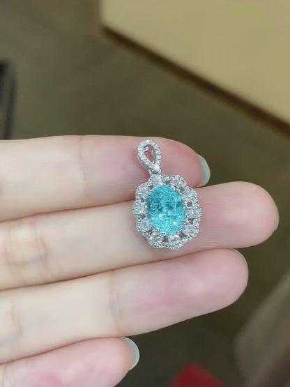 PT950 3.21ct Lab Grown Paraiba Pendant (without chain)
