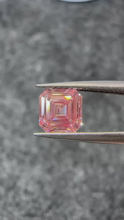 CVD Lab Grown Pink Color Diamonds ASSCHER Cut 0.5ct~5.0ct VVS/VS With IGI Certificate