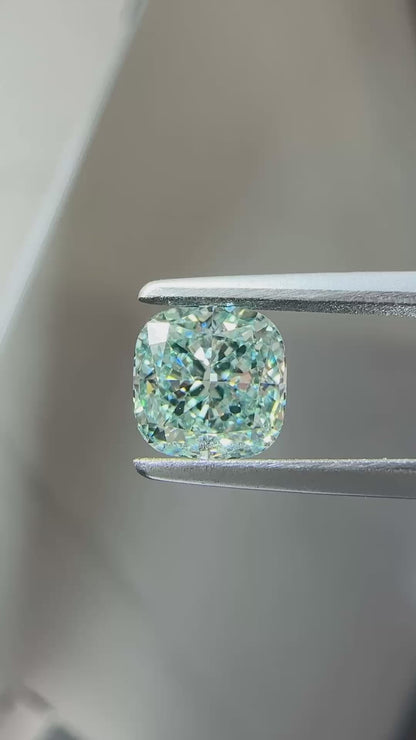 HPHT Lab Grown Green Color Diamonds Cushion Shape 0.5ct~5.0ct VVS/VS With IGI Certificate