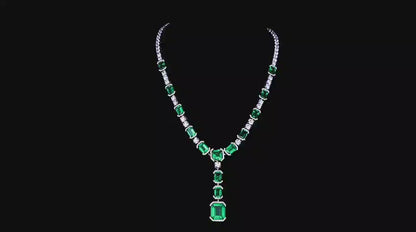 S925 Silver 38.35ct Synthetic Emerald Luxury Chain A