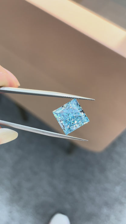 HPHT Lab Grown Blue Color Diamonds Princess Cut 0.5ct~5.0ct VVS/VS With IGI Certificate