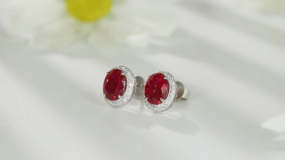 S925 Silver 3.48ct Lab Ruby Treasure Earnail A