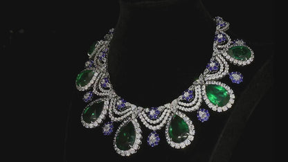 S925 Silver 192.42ct Droplet Shaped Lab Grown Emerald Necklace JSEGN625Y