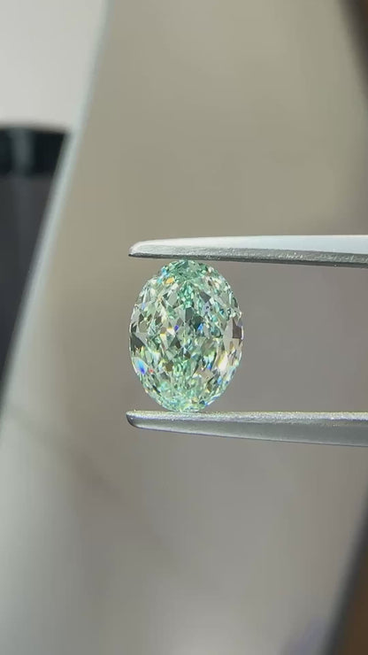HPHT Lab Grown Green Color Diamonds Oval Shape 0.5ct~5.0ct VVS/VS With IGI Certificate