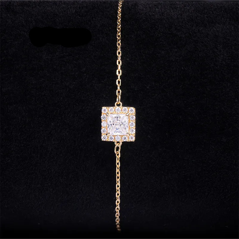 Halo Moissanite Stack Bracelet| 18K Gold Plated S925 Silver
