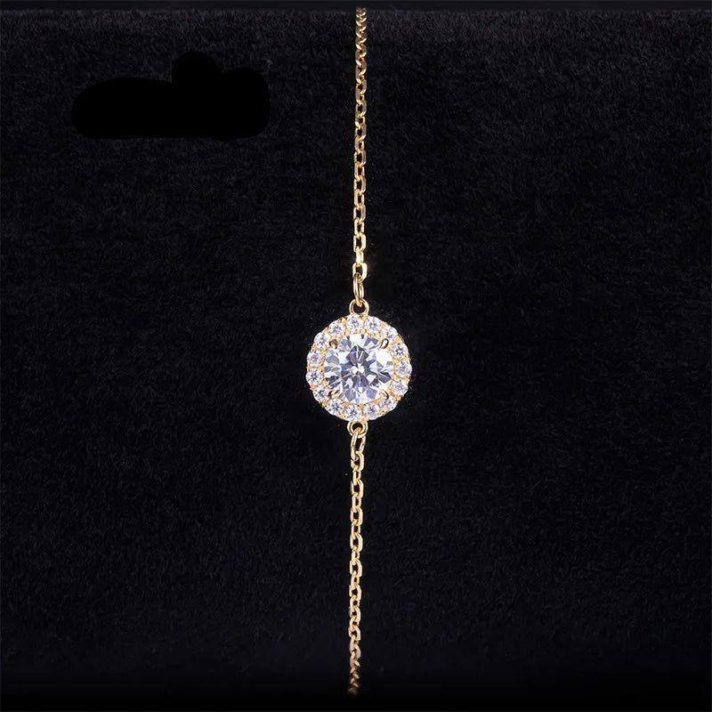 Halo Moissanite Stack Bracelet| 18K Gold Plated S925 Silver