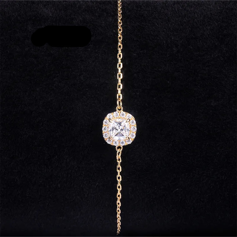 Halo Moissanite Stack Bracelet| 18K Gold Plated S925 Silver