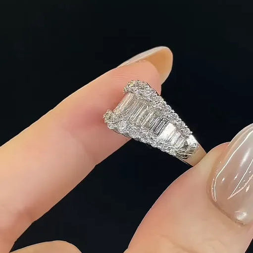 18K Solid Gold Round‑Trapezoid Lab‑Grown Diamond Eternity Band