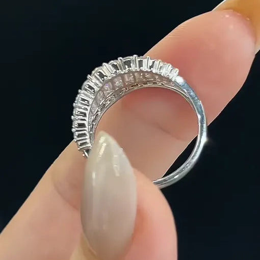 18K Solid Gold Round‑Trapezoid Lab‑Grown Diamond Eternity Band